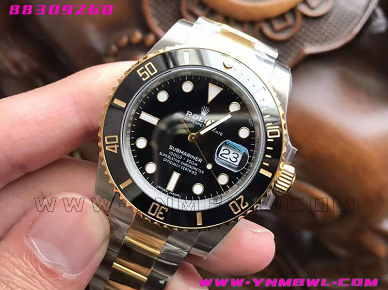VS厂劳力士40毫米间金款黑水鬼复刻表做工细节评测