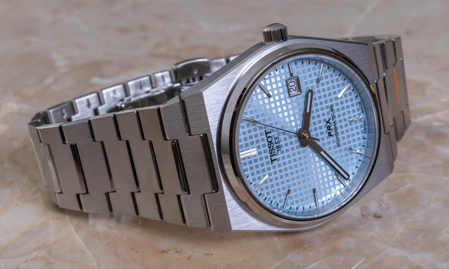 天梭PRX80浅蓝色表盘腕表推荐
