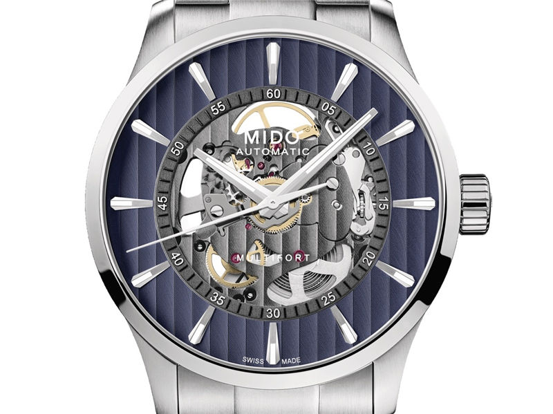 『新表』Mido 推出 Multifort Skeleton Vertigo Blue 镂空腕表：蓝色表盘