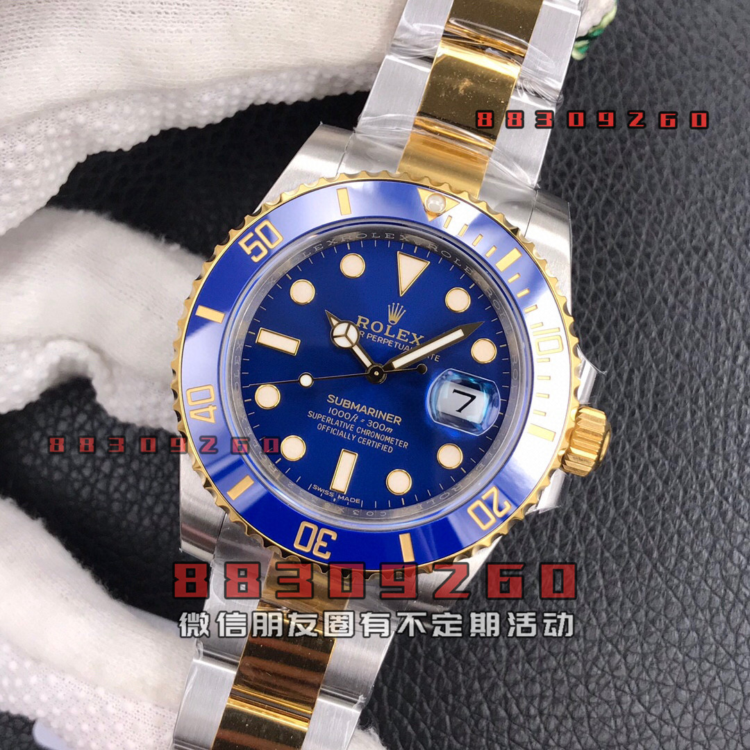 VS厂劳力士间金蓝水鬼3235机芯最大亮点表带侧面不漏细节到位