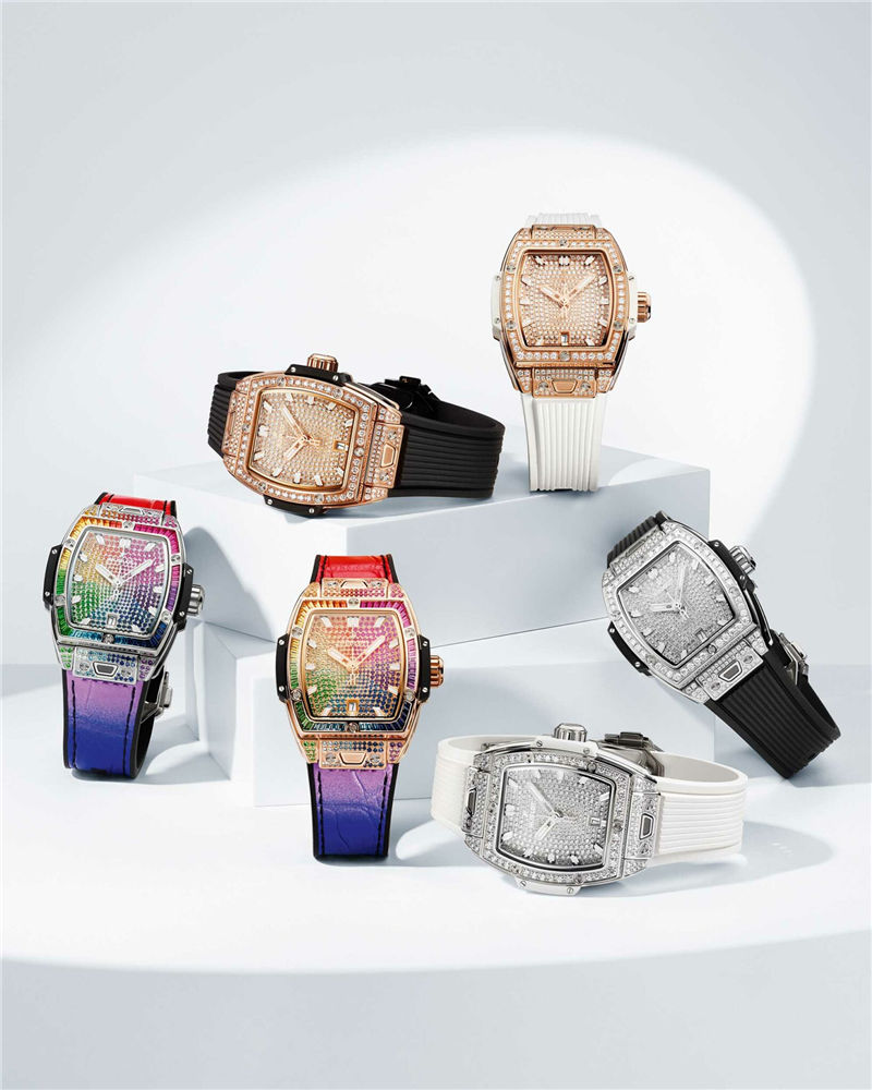 新款腕表:Hublot Spirit Of Big Bang 32mm毫米彩虹色全密镶珠宝腕表