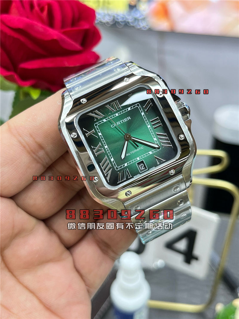 BV厂卡地亚山度士WSSA0061孔雀绿盘面存在一眼假吗?