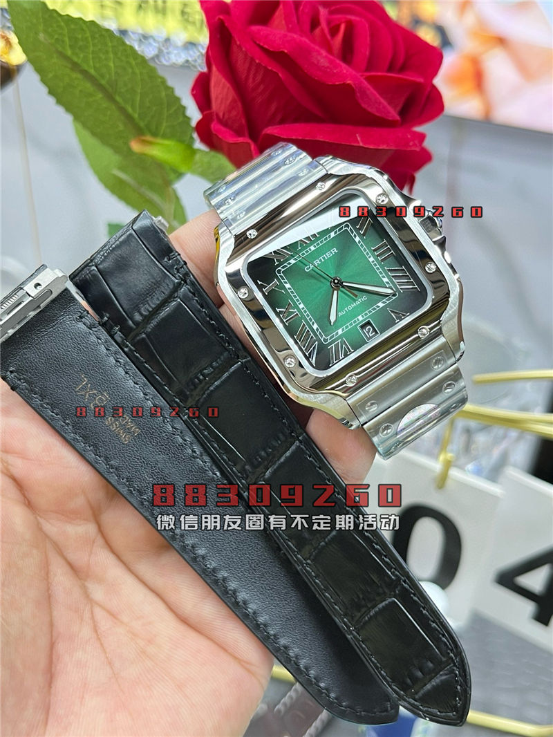 BV厂卡地亚山度士WSSA0061孔雀绿盘面存在一眼假吗?
